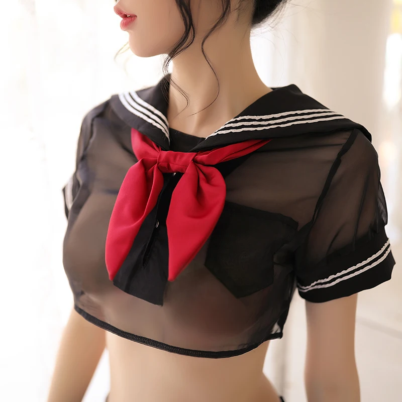 

OTFI Sexy Student Japanese School Girl Role Play Costume Sweet Lingerie Women's Strap Skirt Sailor Sling Uniform