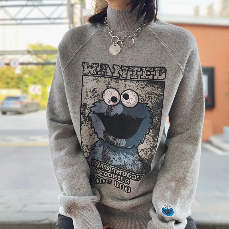 Новинка зимы 2020 модная толстовка с мультяшным принтом женская теплая длинным