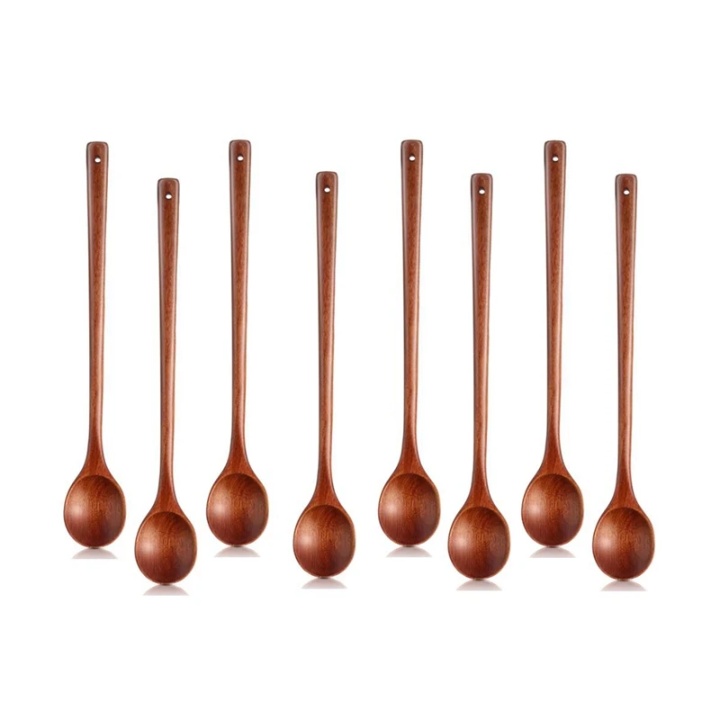 

8 Pcs Wooden Mixing Spoons Kitchen Soup Serving Spoons Long Handle Wooden Cooking Spoons For Kitchen Stirring Cooking