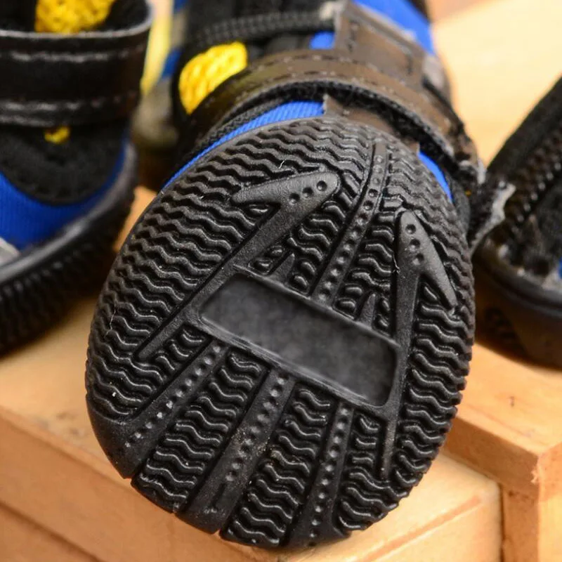 

4Pcs/set Stripe Non-slip Dogs Shoes Sports Pet Dog Booties Autumn Winter Sneakers Teddy Bomei Leisure Shoe For Small Medium Dog