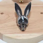 Мужское модное креативное дизайнерское металлическое кольцо с кроличьими ушками черепом головой рок локомотивом для танвечерние