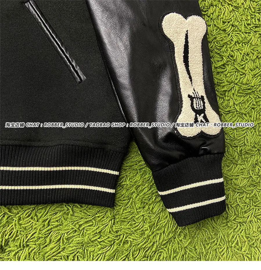 

Kapital Kountry Varsity Baseball Jacket Men Women Best Quality Coat Skin Sleeve Stitching Embroidery Bone Jackets Clothing