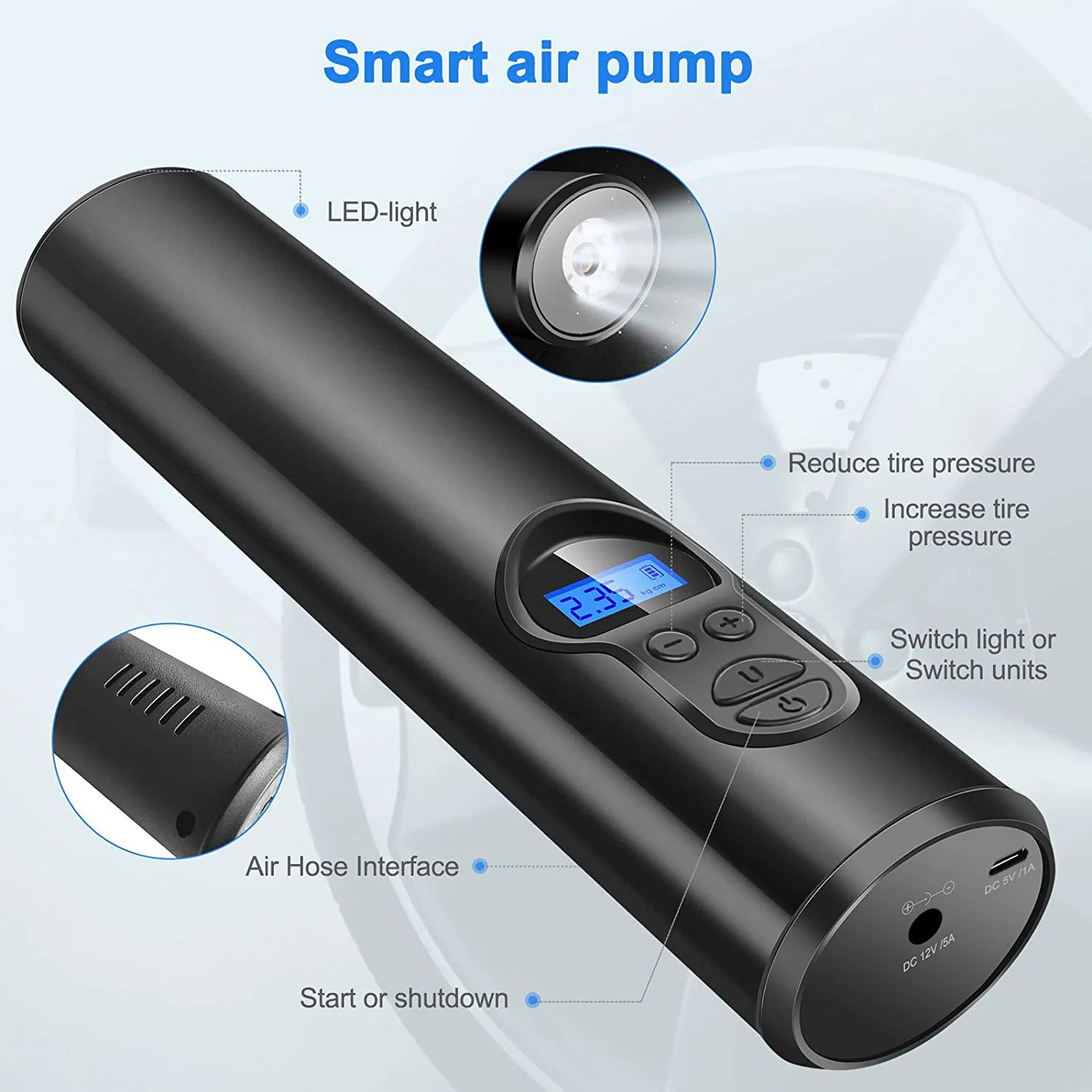 comprar 150 Psi Sem Fio Portátil Inflator Bomba De Pneus Carro Recarregável Inteligente Sem Fio Compressor De Ar Do Carro Bicicleta Pneu Bola Inflável