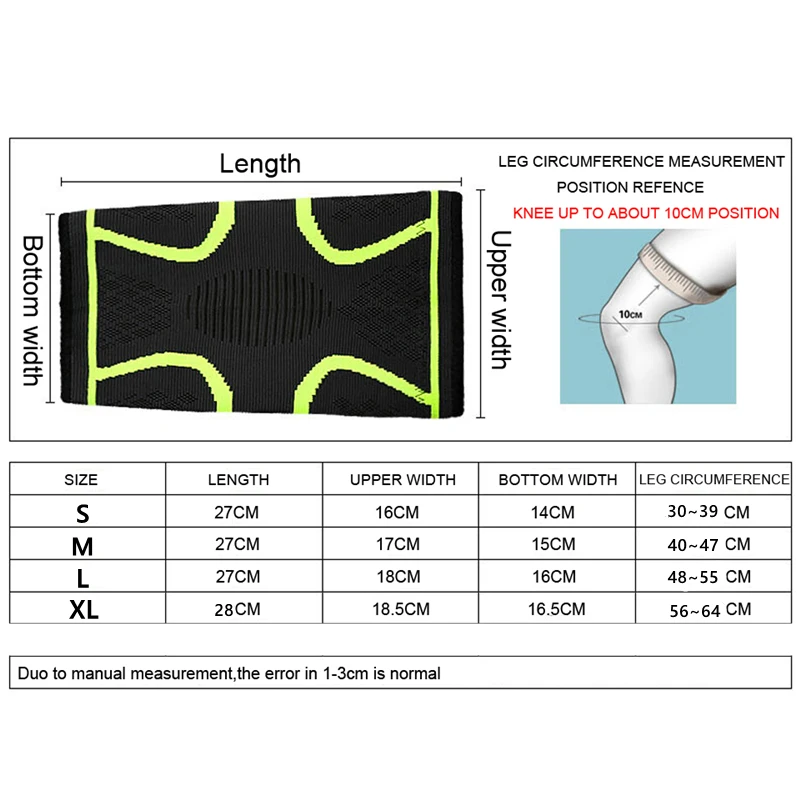 

1PCS Fitness Knee Protector Running Cycling Knee Support Braces Elastic Nylon Sport Knee Pad Compression Sleeve For Basketball