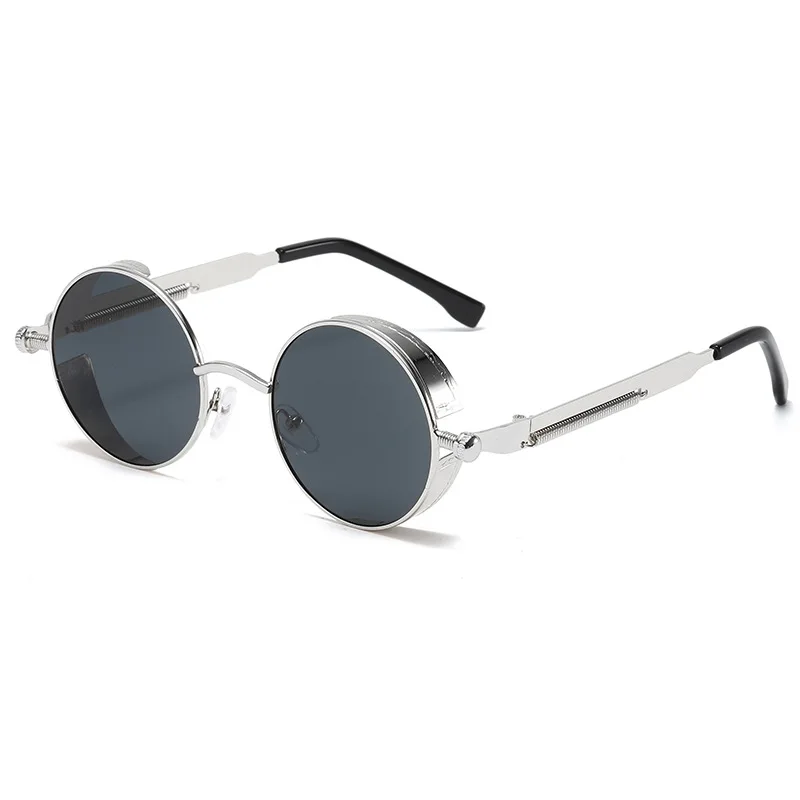 

Classic Gothic Steampunk Style Round Sunglasses Men Women Brand Designer Retro Round Metal Fram Spring-footed Sun Glasses