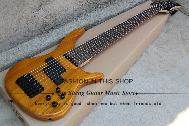 Бесплатная доставка 7 струн 24 лада натуральный электрический бас с алдером шейка