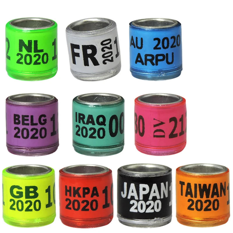 2020 принадлежности для обучения голубей Алюминиевые кольца ножные идентификации