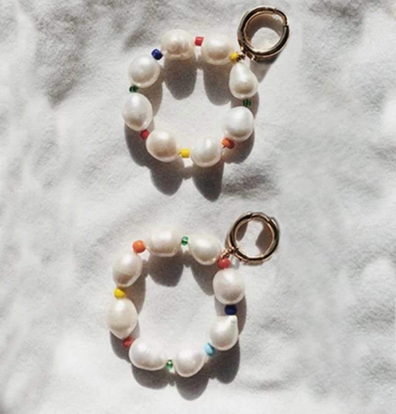 

Handmade round pendant earrings natural freshwater pearl color rice beads серьги подвески for women high-quality accessories