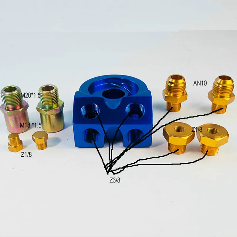 Универсальный Масляный фильтр с высоким потоком кулер сэндвич пластина резьбой