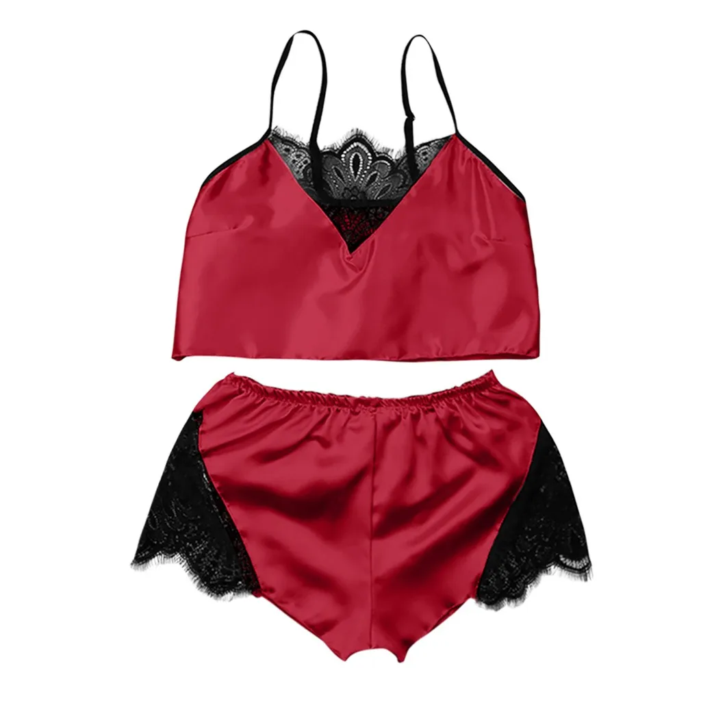 

Women Sexy Pajamas Lace Mesh Sleepwear Stretch satin lace Lingerie Nightdress Nightgown Pyjamas Female Sexy Summer Clothes