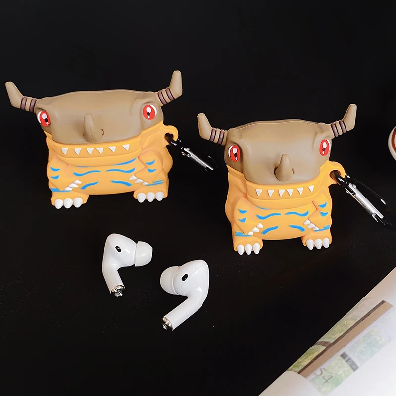 Чехол для наушников AirPods 1 2 pro с зарядным устройством мультяшный чехол Digimon grey mon 3D