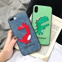 cute anime dinosaur case for iphone 11 pro xs max 6 6s 7 8 plus se2020 x xr phone cases luxury embroidery cloth soft cover coque