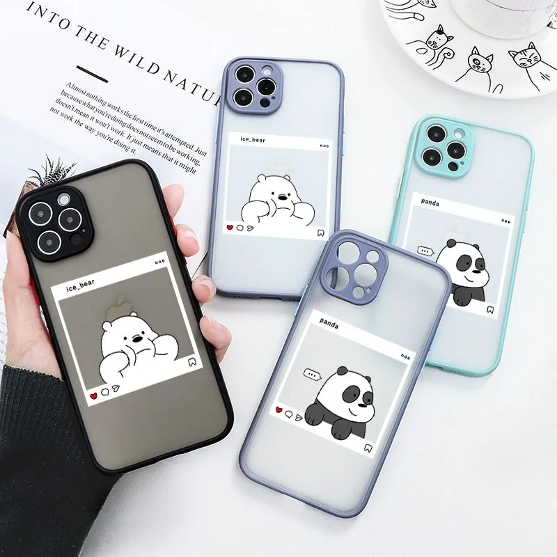 Милые Мультяшные чехлы с маленьким медведем и пандой для iPhone 13 12 11 Pro Max Mini Coque X XR XS 7