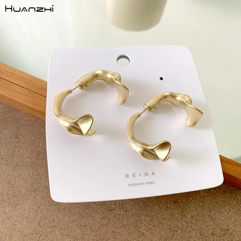 HUANZHI 2019 Новый дизайн Геометрические неправильные золотые серебряные