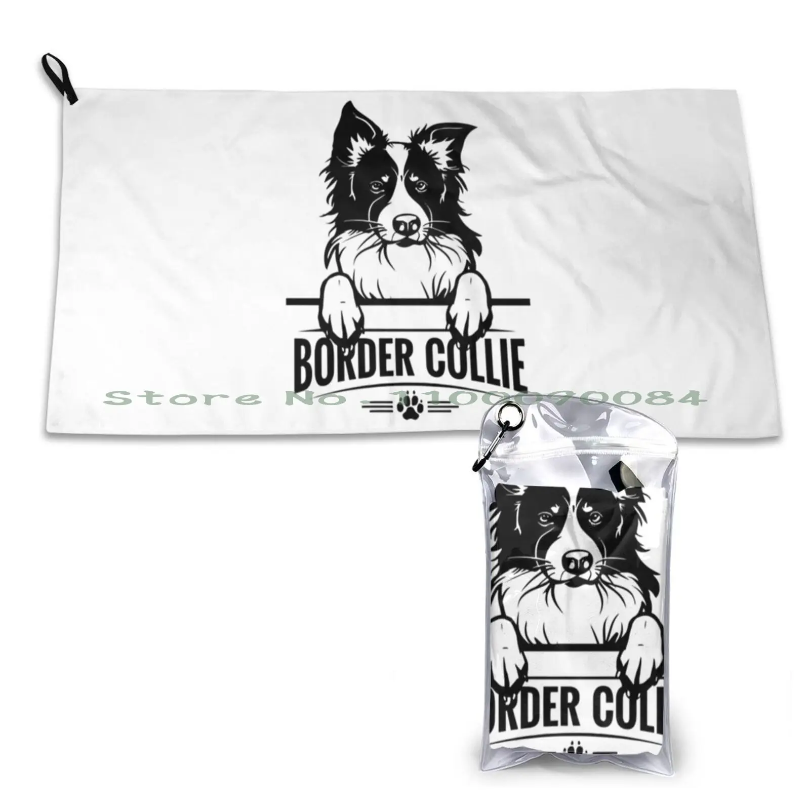 Забавное быстросохнущее полотенце с милой каймой колли для спортзала ванны