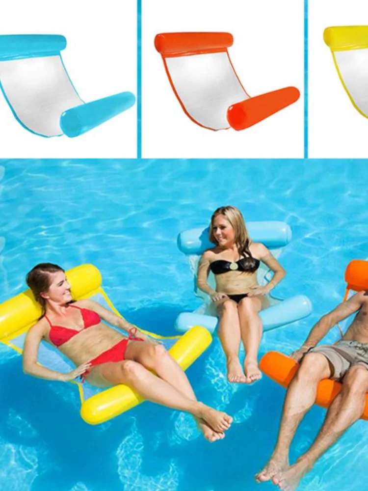 Satılık Yetişkin 130*73cm PVC şişme Yüzen Su Hamak Taşınabilir Su Geçirmez Tembel Hava Plaj Yatağı şezlong Yüzme Havuzu Için