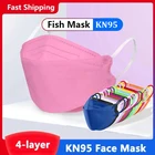 Маска для взрослых Fish KN95 маска для лица многоразовая FFP2 респираторные маски защитная маска KN95 Пылезащитная розовая черная маска