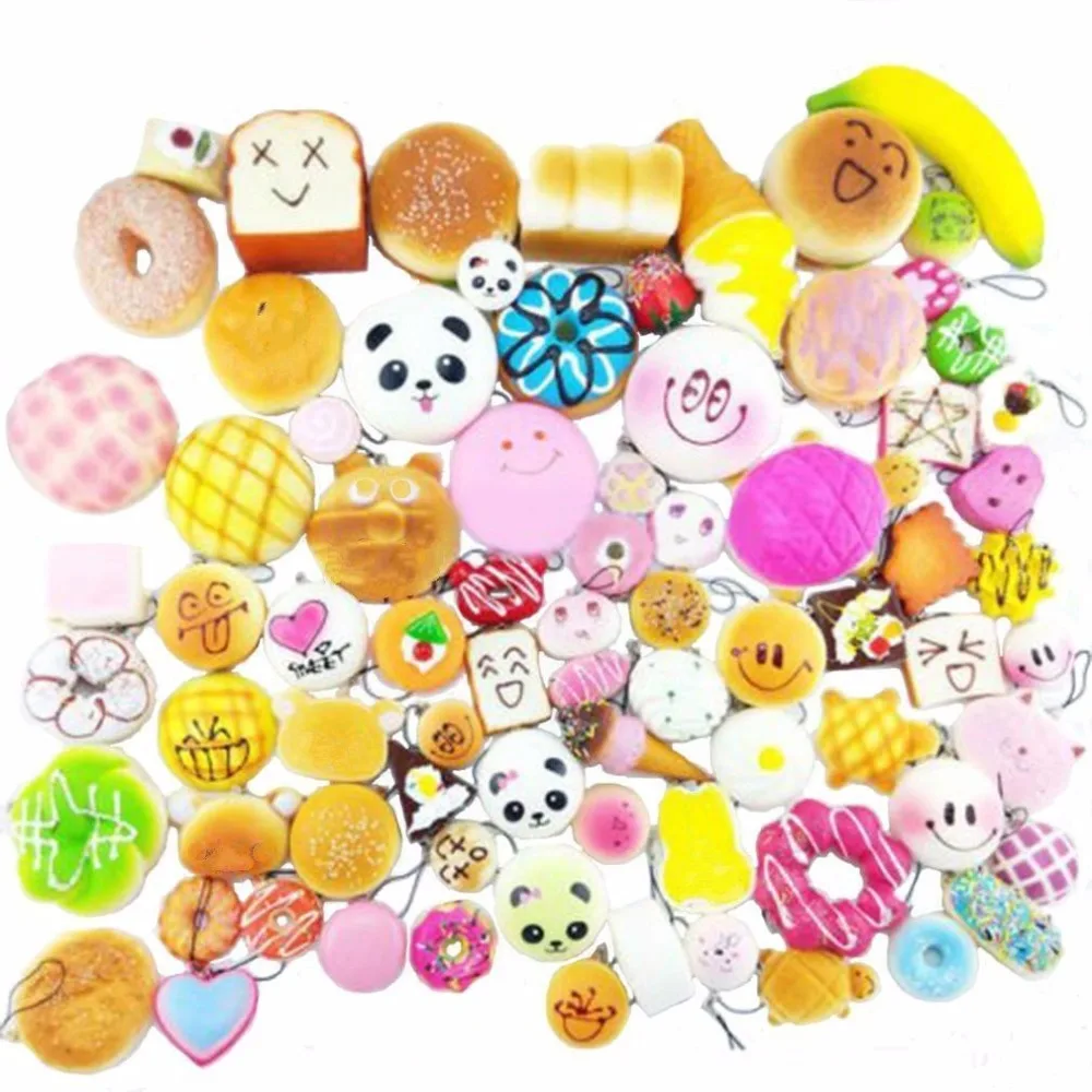 

30 Pcs/Pack Squishy Slow Rising Adorable Bread Cake Bun Pendant Donut Charm Squishies Toy