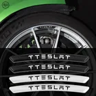 4 шт., наклейки на автомобильные диски, логотип автомобиля, модель колеса, наклейка для Tesla Model 3 S X Y 2016 2017-2021, автомобильные аксессуары
