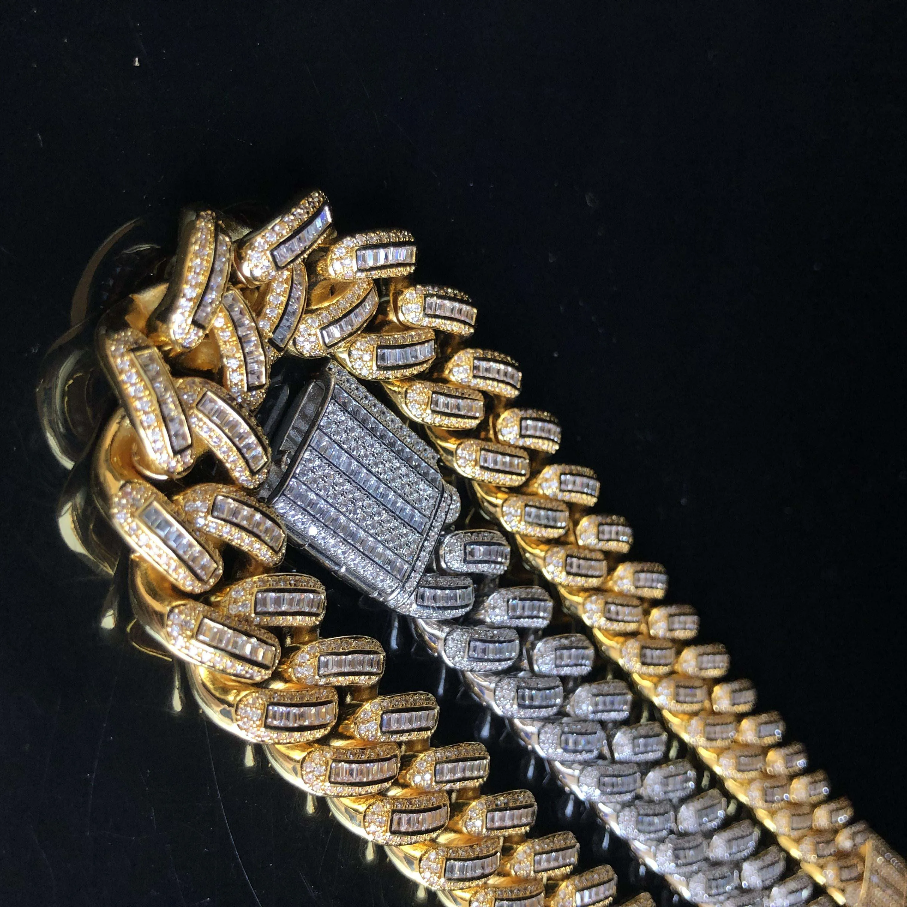 Багет камень 18 мм цепь для мужчин оптовая продажа ювелирных изделий|Цепочки| |