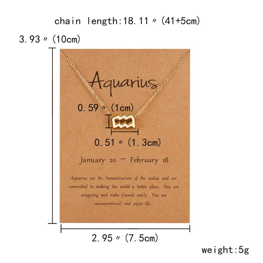 Ожерелье с подвеской стразы из золотого сплава двенадцатью созвездиями 1 шт.
