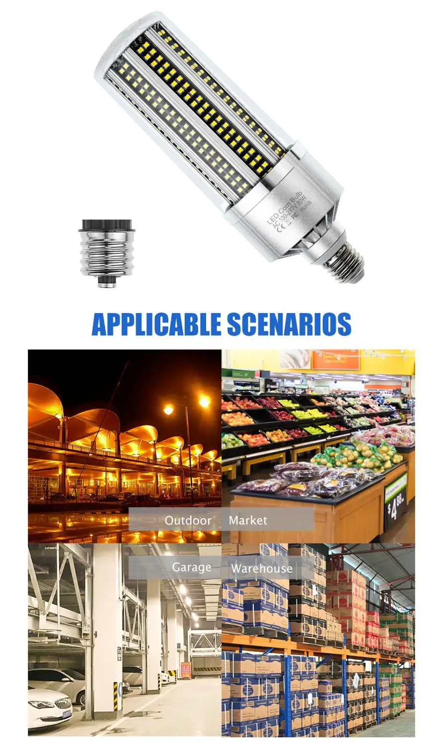

E27 LED Corn Light 220V 360 456 504 668 884leds Lamp 110V Bulb E39 Chandeliers Lamp E40 Warehouse Workshop High-Power Lighting