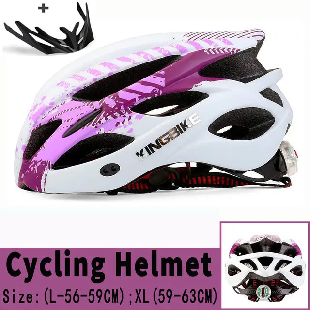 A675-purple Велосипедный шлем KINGBIKE, козырек для мужчин и женщин, велосипедный шлем, задний светильник для горной дороги, велосипедный шлем Casco, цельнолитые велосипедные шлемы - Цвет: A675-purple