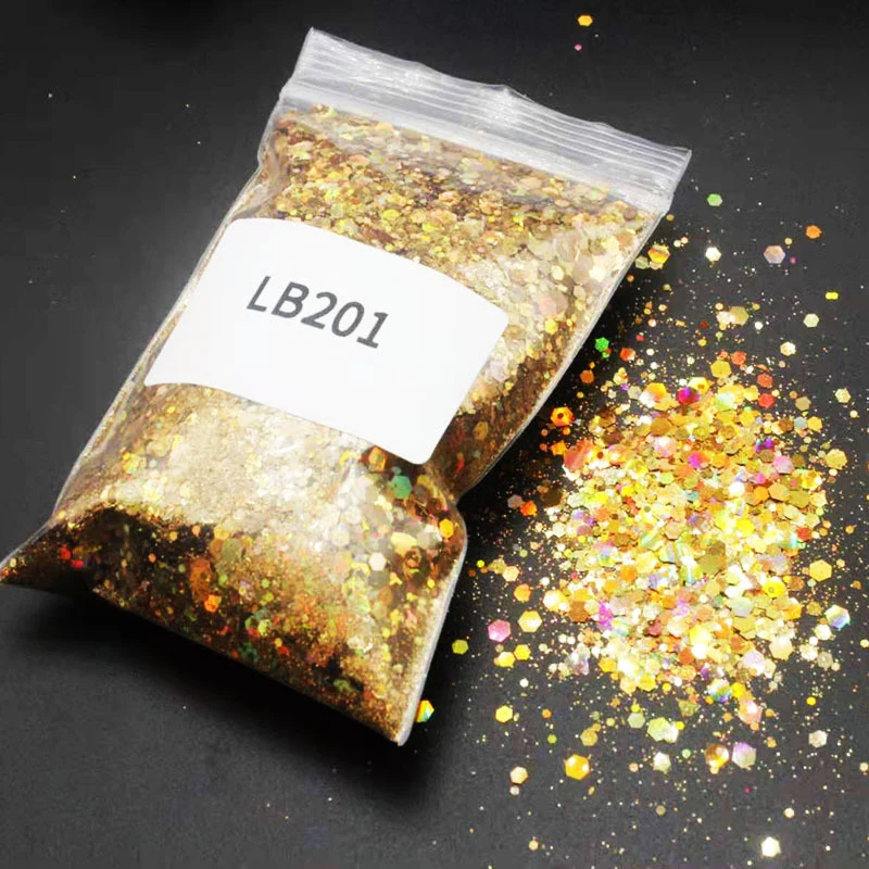 

Nail Glitter Holographic Mixed Hexagon Shape Chunky Nails Sequins Laser Flakes For Manicure Nail Art Glitter Makeup Decoration