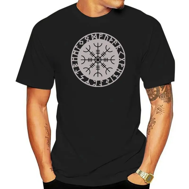 

Men tshirt Aegishjalmur Helm Of Awe Viking Nordic Sign Rune Symbol Tee(2) cool Printed T-Shirt tees top