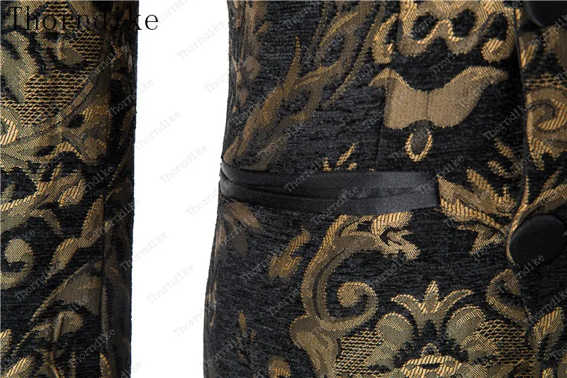 Thorndike costum сделано Золотой классический узор стиль мужской свадебный костюм двубортное пальто высокого качества мужской Wondeful костюм