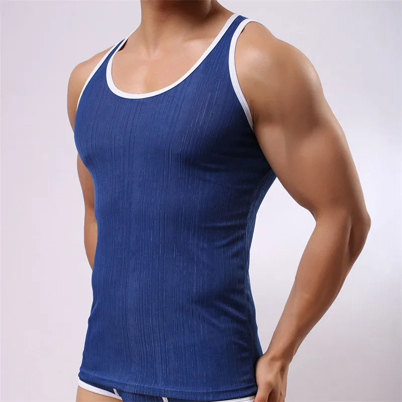 Мужские сетчатые майки и боксеры мужской однотонный жилет из 100% хлопка с нижним