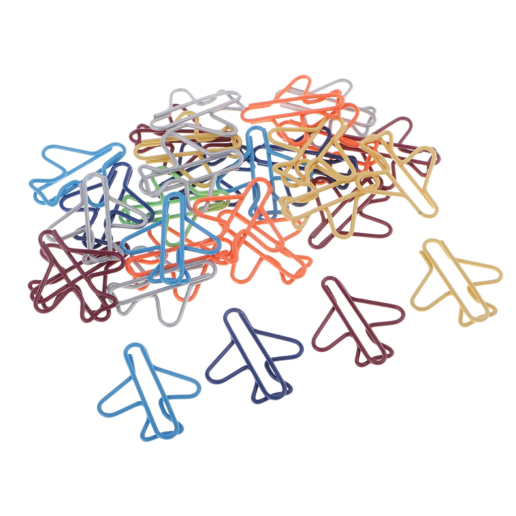

30 Pieces Assorted Color Metal Airplane Shape Office Paper Clips Office School Supplies