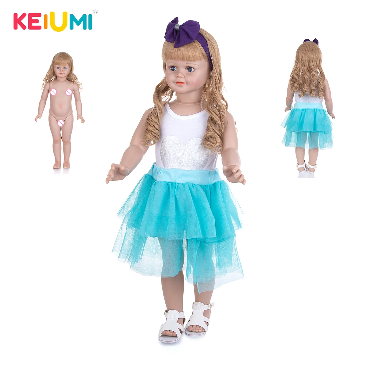New Arrival KEIUMI Gold Wave Hair Stand Baby Dolls 78 CM Smiling Huge Toddler Girl 3-4 Years Kids Present High Quality Toys | Игрушки и