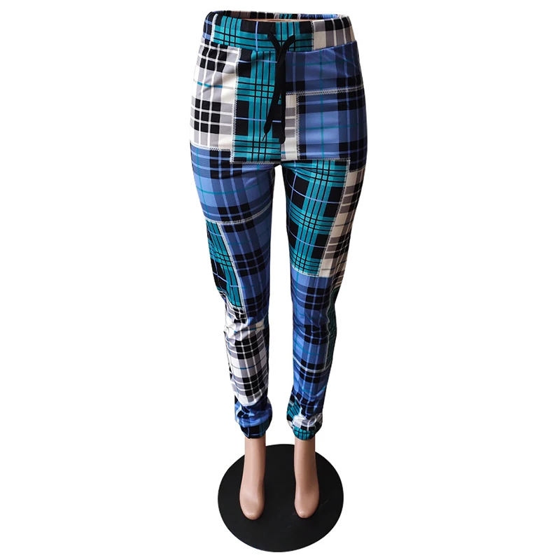 

Casual Sweatpants Women Plaid Lace Up Pants Stretch Waist Trousers Loungewear Trendy Office Lady Pants Femme Joggers