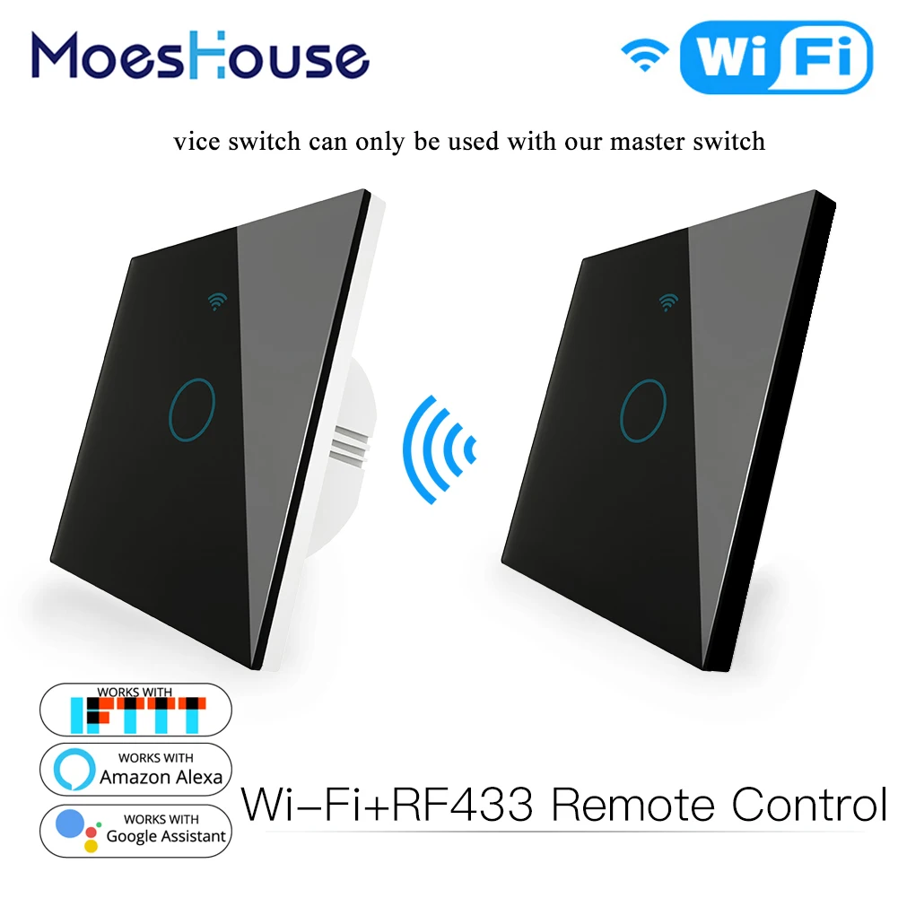 Wi Fi двухсторонний настенный сенсорный смарт выключатель RF433 передатчик