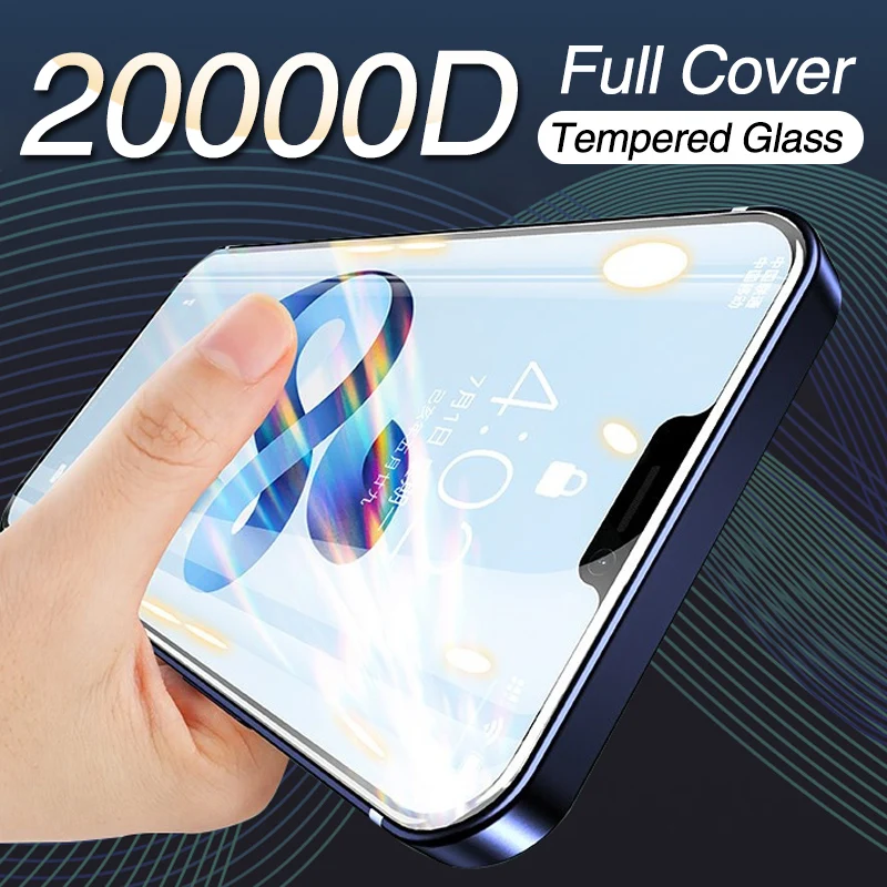 

20000D Full Cover Glass On For iPhone 12 Pro 11 Pro Max Screen Protector For iPhone XS Max XR X 12 mini Screen Protector Glass