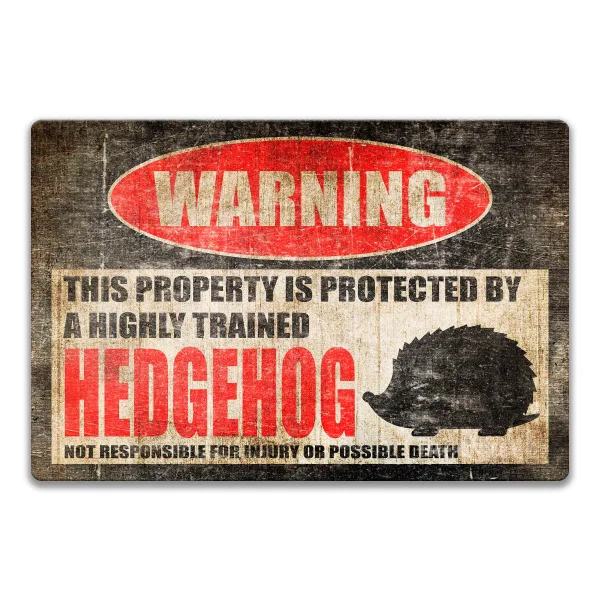 

Funny Hedgehog Sign Hedgehog Accessories Warning Danger Metal Tin Sign Vintage Tin Metal Sign