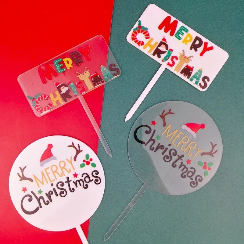 

Рождественский акриловый Топпер для торта, милая Рождественская шляпа с оленем, акриловые топперы для кексов, флаги для вечерние НКИ, Рожде...