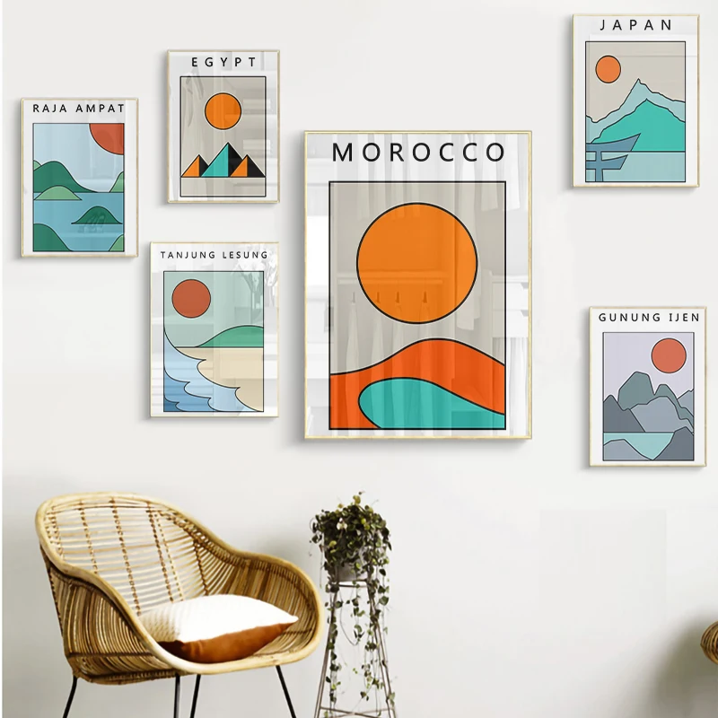 

Abstract Landscape Sun Mountain Poster Canvas Painting Nordic Prints Wall Art Picture For Living Room Bedroom Modern Home Decor