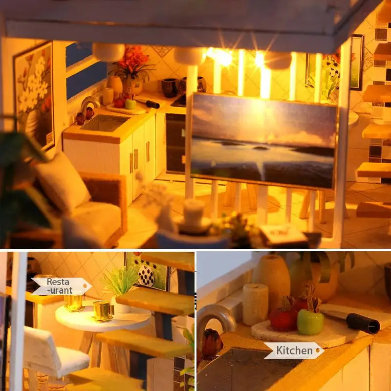 

2020 New Diy Family Doll House Wooden Hand Assembled Villa Model Mini Furniture Garage Toy Girl Diy Doll House Toy Birthday Gift