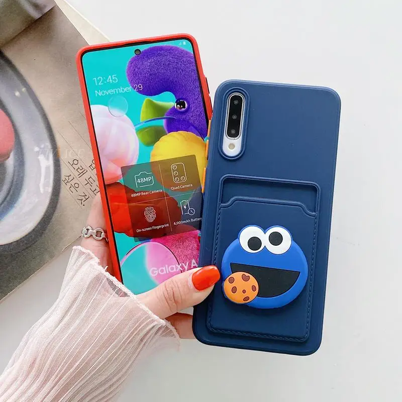 Cartoon Card Slot Holder Pocket Phone Case For Samsung Galaxy A51 A71 A32 A52 A72 A22 4G 5G A50 A30S A30 A53 A33 A73 A13 Cover