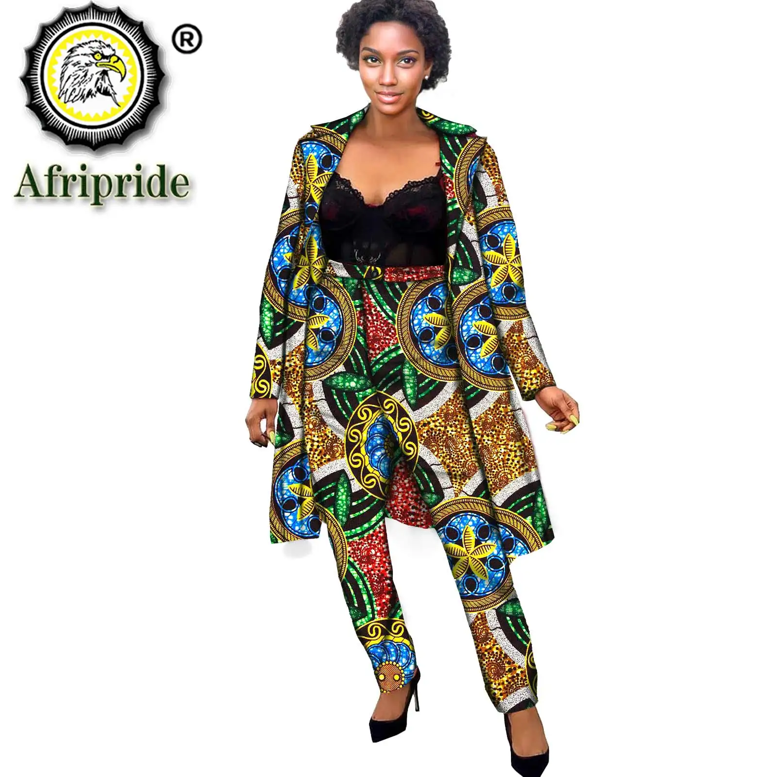 African Clothes for Women Plus Size Print Jacket and Ankara Pants 2 Piece Set Dashiki Outfits Long Coats Wax Attire S2126010