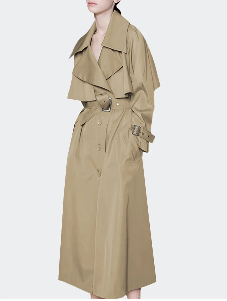 Тренчкот с отложным воротником женское Модное Длинное Свободное пальто весна 2020