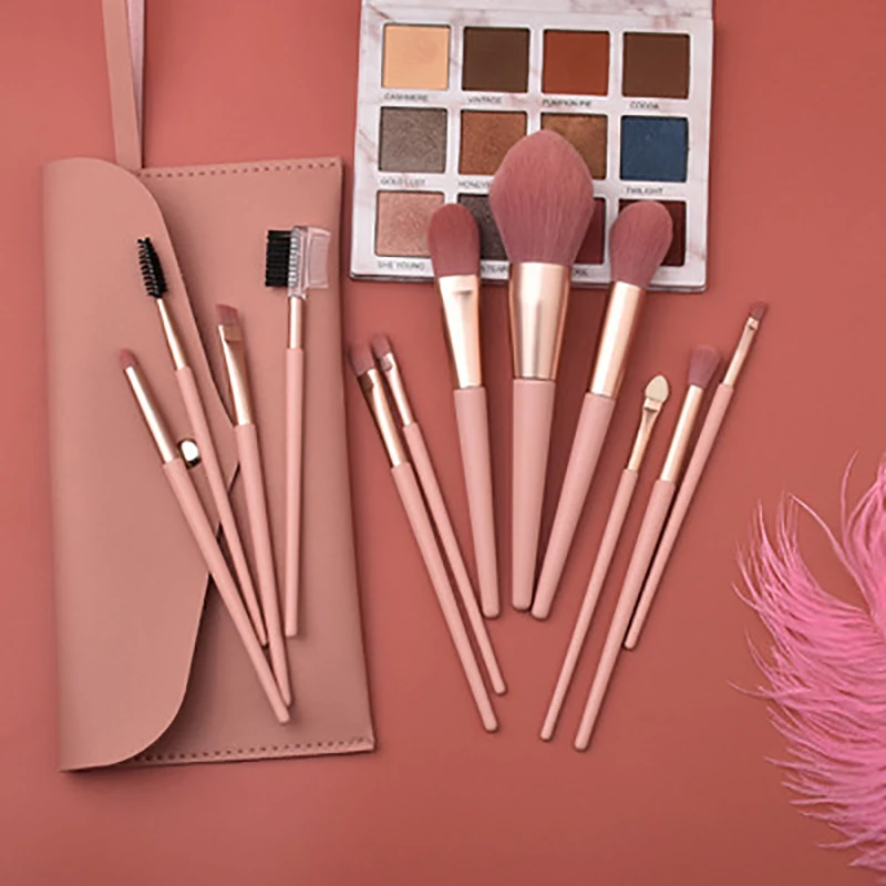

2021 New Lotus Root Pink 7pcs 12pcs Hot Sale Makeup Brush Nude Pink Set Brush Makeup Tools