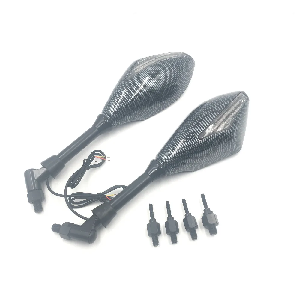 

Carbon Fiber Universal 8MM 10MM Motorcycle LED Turn Signal Light Rearview Mirror Street Bike