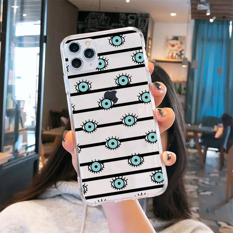 

Evil eyes color lucky paint Phone Case Transparent for iPhone 6 7 8 11 12 s mini pro X XS XR MAX Plus cover funda shell