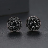 funmode hip hop round black cz stud earrings for men jewelry brincos feminino wholesale fe212