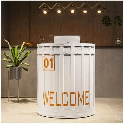 

Industrial style retro cashier, iron art small reception desk, catering welcome desk, clothing store front desk, small bar