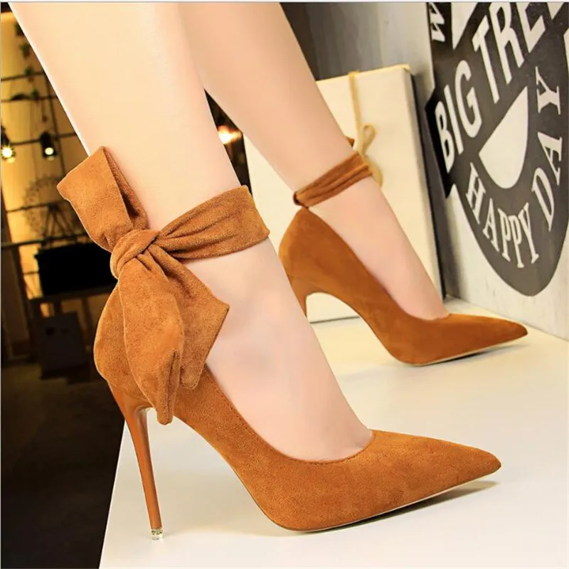 

BIGTREE Shoes Women High Heels Classic Pumps Women Shoes Suede Wedding Shoes Spring Ankle Strap Stiletto Women Party Shoes
