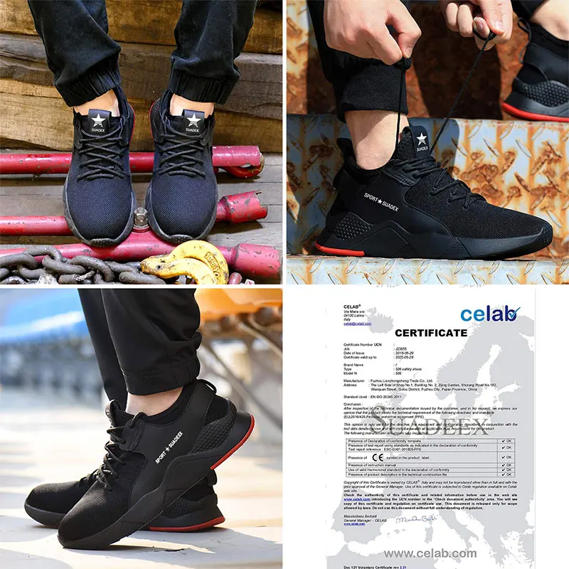 Мужские рабочие ботинки SUADEX стальной носок Нескользящая дышащая Рабочая обувь с